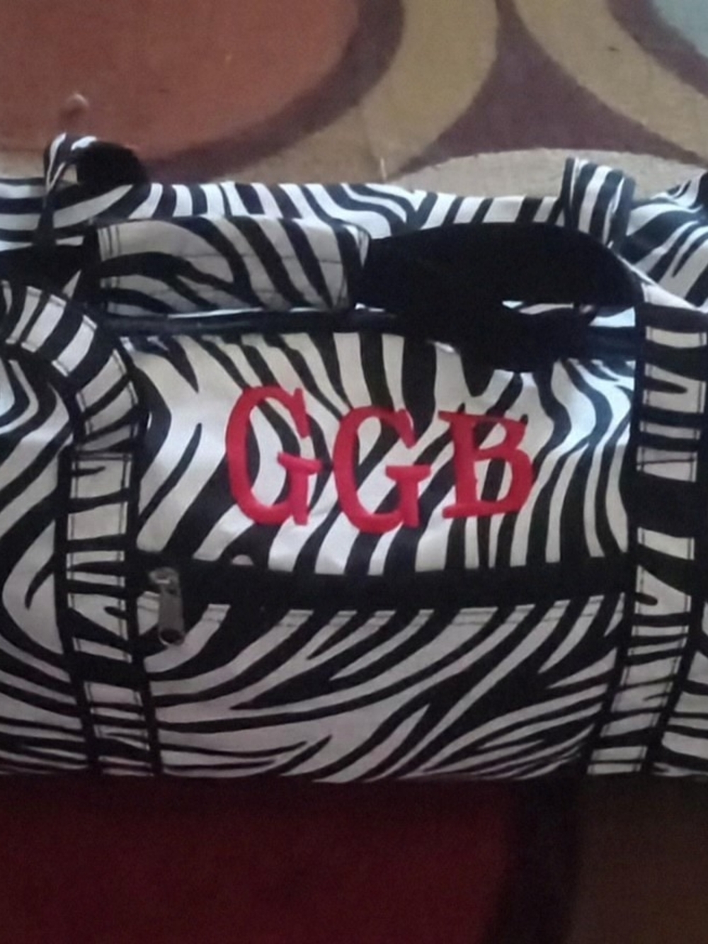 Von Dutch Zebra Print Tote with Red Monogram